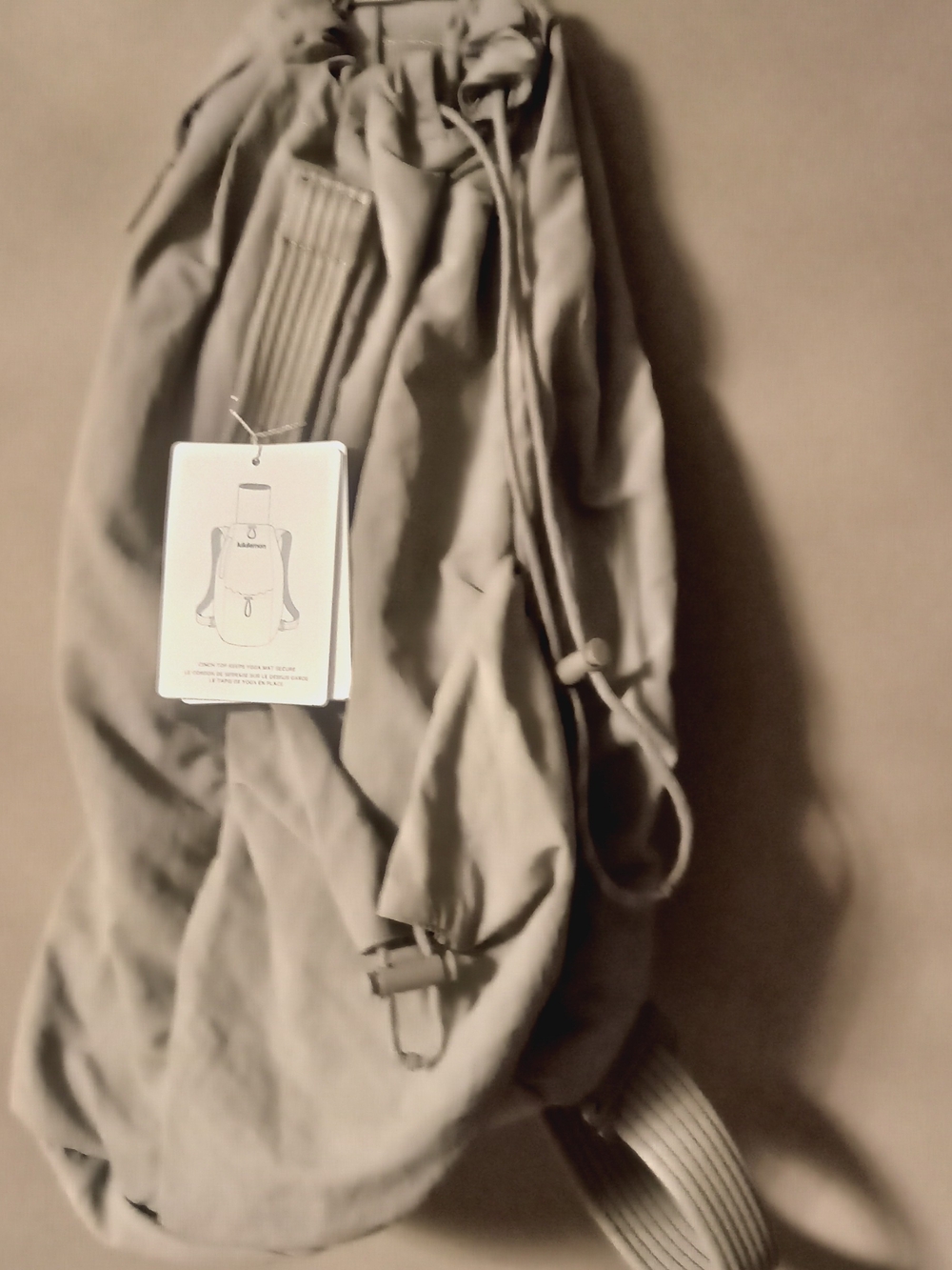 lululemon athletica drawstring backpack in tan